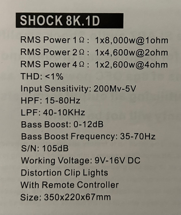 Taramp 8000 watt amplifier 